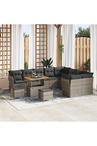 vidaxl Set de canapele pentru gradina 12 pcs Gri poliratan