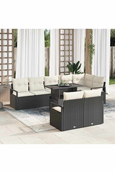 vidaxl Set de canapele pentru gradina 9 pcs Negru Rattan poli