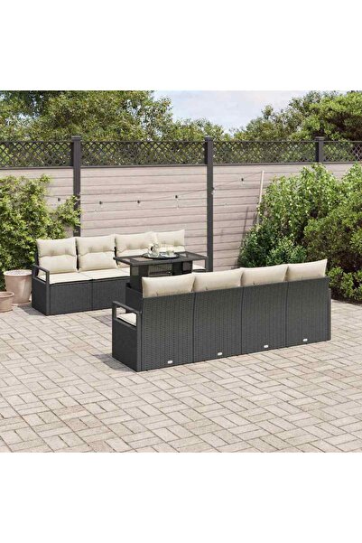 vidaxl Set de canapele pentru gradina 9 pcs Negru Rattan poli