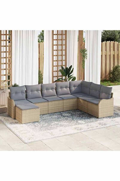 vidaxl Set de canapele pentru gradina 8 pcs bej È™i gri deschis
