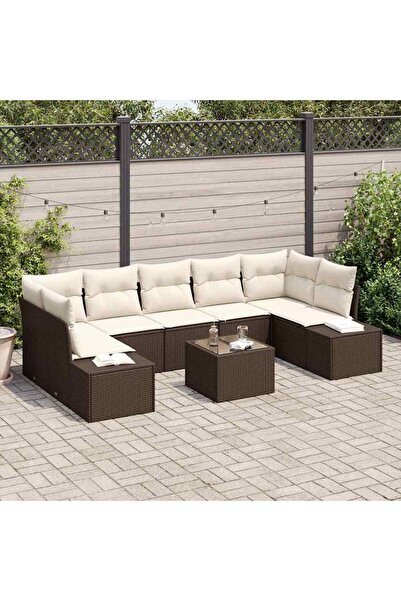 vidaxl Set de canapele pentru gradina 8 pcs Maro È™i Crem poliratan