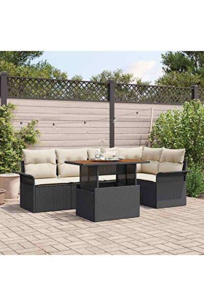 vidaxl Set de canapele pentru gradina 6 pcs Negru Rattan poli