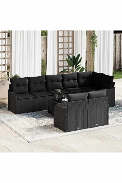 vidaxl Set de canapele pentru gradina 9 pcs Negru poliratan