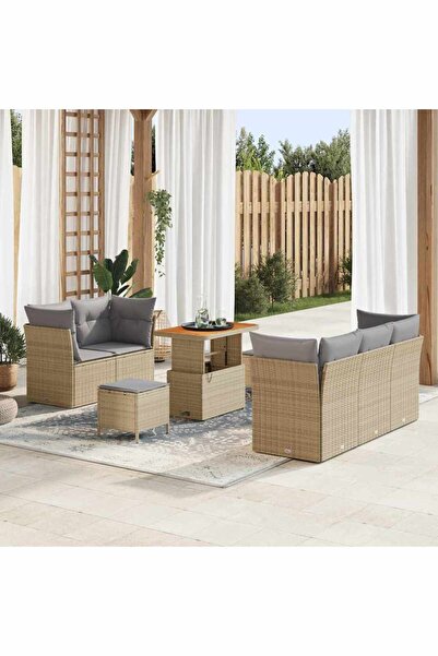 vidaxl Set de canapele pentru gradina 8 pcs Bej poliratan