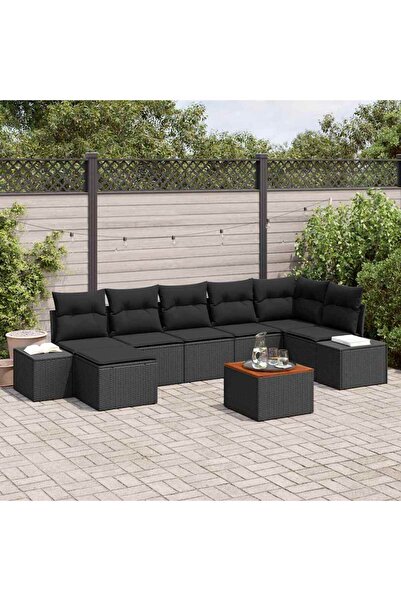 vidaxl Set de canapele pentru gradina 8 pcs Negru