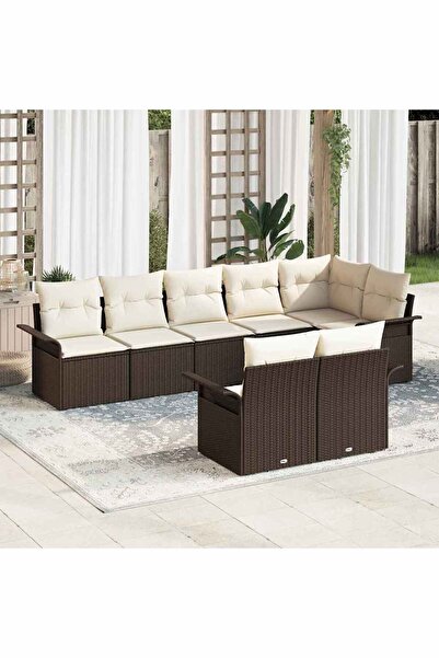vidaxl Set de canapele pentru gradina cu perna 8 pcs Maro poliratan