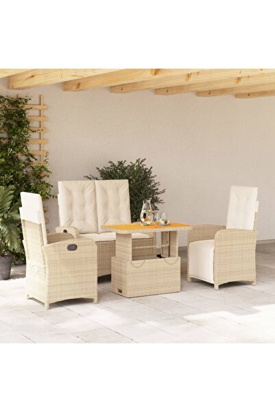 vidaxl Set canapele de gradina, 4 piese, cu perne, bej, poliratan