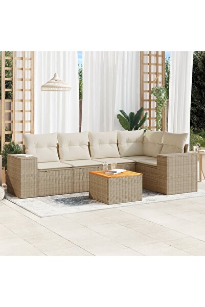 vidaxl Set canapele de gradina cu perne, 6 piese, bej, poliratan