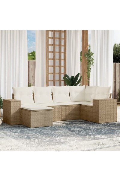 vidaxl Set canapele de gradina cu perne, 6 piese, bej, poliratan