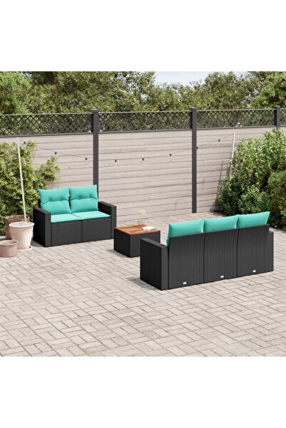 vidaxl Set canapele de gradina cu perne, 6 piese, negru, poliratan