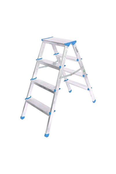 EVDEGEREK 4+4 ÇİFT BASAMAKLI ALÜMİNYUM METAL MERDİVEN YÜKSEKLİK = 92CM BAŞ GE...