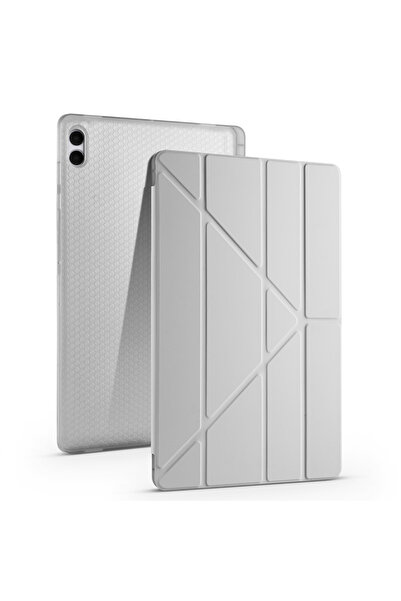SilverCars Galaxy Tab S11 Ultra Premium Tri-Folding Kalem Bölmeli Standlı Kor...