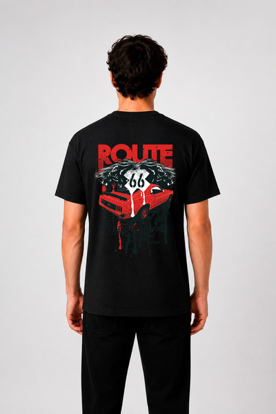 Guato Back Printed Black T-Shirt