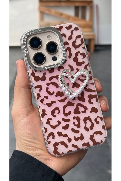 EDELFU iPhone 15 Pro Compatible - Leopard Stone Heart Cover with Thick Sides,...