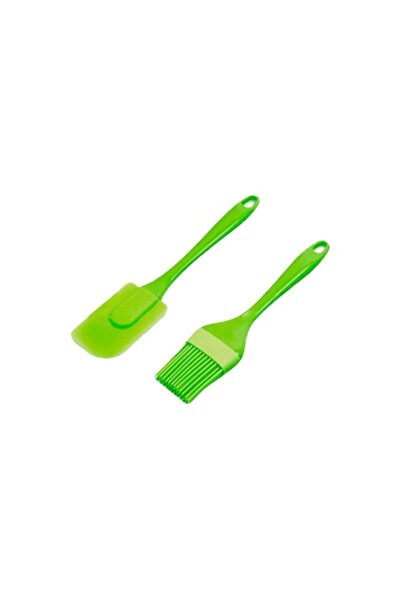 OEM Set de 2 ustensile de bucătărie, Perie + Spatulă, Silicon, Verde