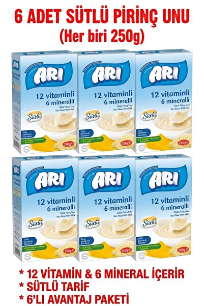 Arı Mama 6LI PİRİNÇ UNU 250GR SÜTLÜ 12 VİTAMİNLİ 6 MİNERALLİ 6 ADET