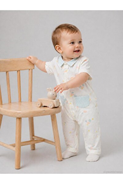 Biorganic Sea Friends 1-6 Months Jumpsuit - Ecru