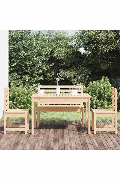vidaxl Set de dining pentru gradina, 4 piese, lemn masiv de pin