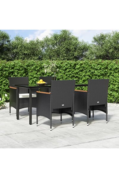 vidaxl 5-piece garden table set with cushions, black