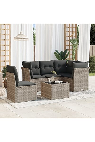 vidaxl Set canapele de gradina cu perne, 6 piese gri deschis poliratan