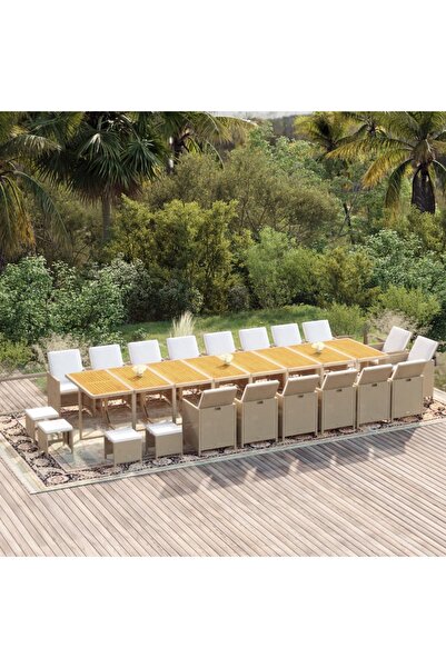 vidaxl Set mobilier de gradina cu perne, 21 piese, bej, poliratan