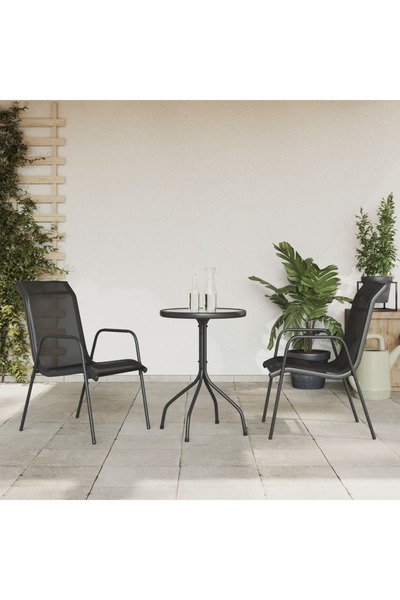 Concept Set mobilier de grădină, 3 piese, negru, oțel