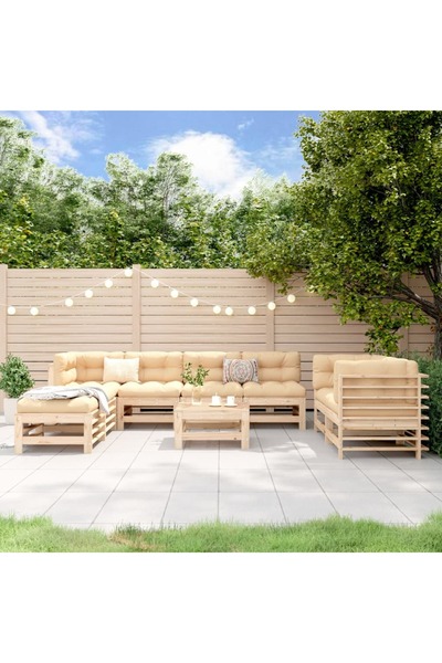 vidaxl Garden furniture set, 9 pieces, solid pine wood