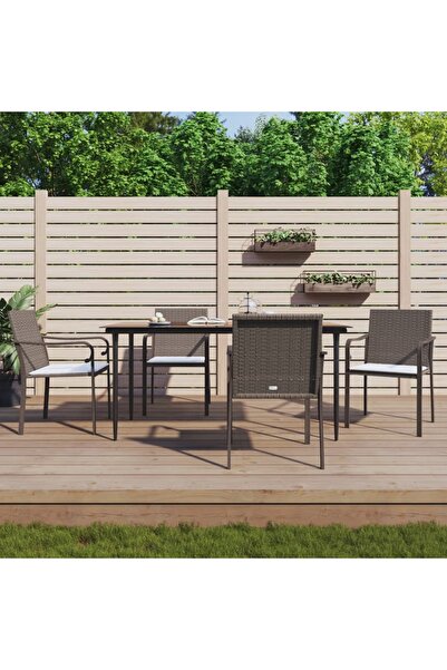 vidaxl Set mobilier de gradina cu perne, 5 piese, poliratan È™i otel