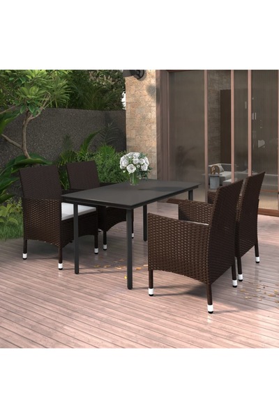 vidaxl Set mobilier de gradina cu perne 5 piese poliratan & sticla