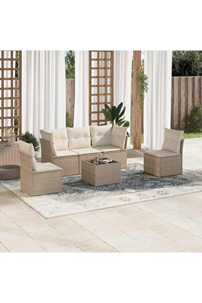 vidaxl Set canapele de gradina cu perne, 6 piese, bej, poliratan