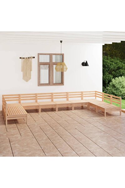 vidaxl Set mobilier de gradina, 10 piese, lemn masiv de pin