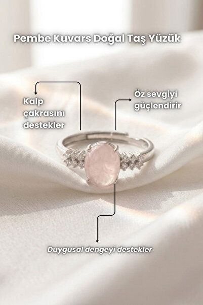 Elifsu Jewelry Pink Quartz Natural Stone Ring