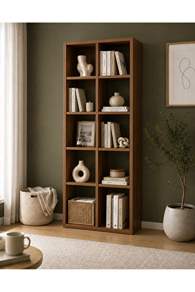 UDECCO MOBİLYA Nordic MDF Çok Amaçlı Kitaplık 10 Raflı Modern Dekoratif Raf Ü...