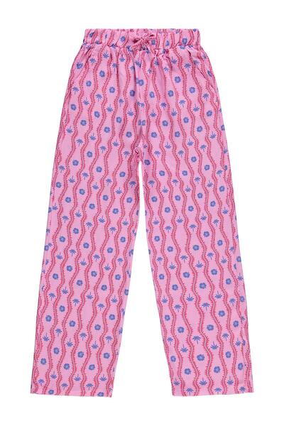 Civil Girls Palm Tree Patterned Wide Leg Pants for 10-13 Years Old - Lilac
