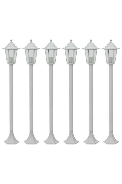 vidaxl Stalp iluminare gradina, 6 buc., alb, 110 cm, aluminiu, E27