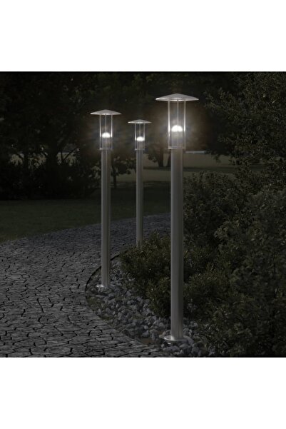 vidaxl Lampa exterioara de podea, argintiu, 100 cm, oÈ›el inoxidabil