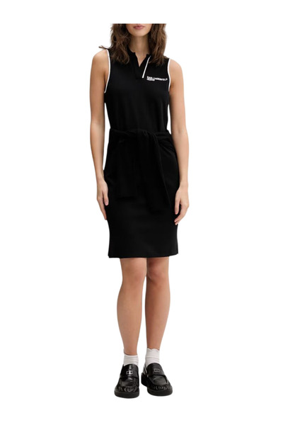 Karl Lagerfeld Γυναικείο Αμάνικο Polo Φόρεμα Μαύρο Jeans B2W13047-999 BLACK