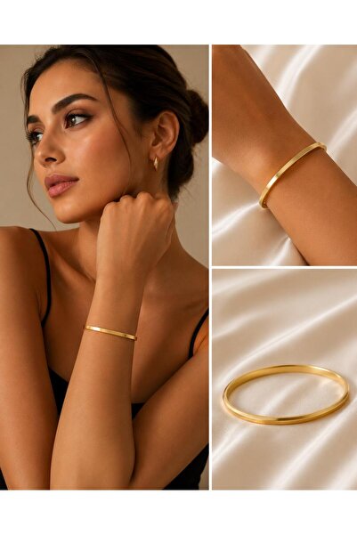 motix Minimal Gold Kaplama Çelik Ajda Bilezik