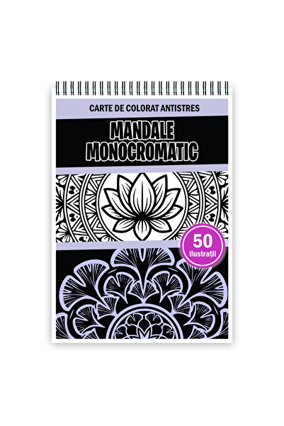 Legendary Gifts Carte de colorat, 50 de ilustratii Mandale - Monocromatic, 10...