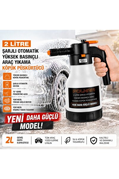 Polham Yeni Nesil 2 Litre Şarjlı Otomatik Basınçlı Araç Yıkama Köpük Püskürtü...