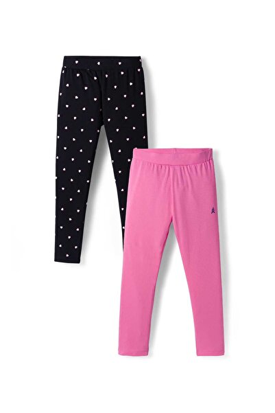 Pine kids Cotton Lycra Knit Full Length Leggings With Heart Print (Pack Of 2)...