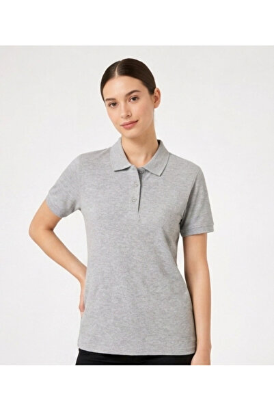 PandaForma Gri Unisex Polo Yaka Kısa Kol T-shirt Basic,İş,Okul Kıyafeti