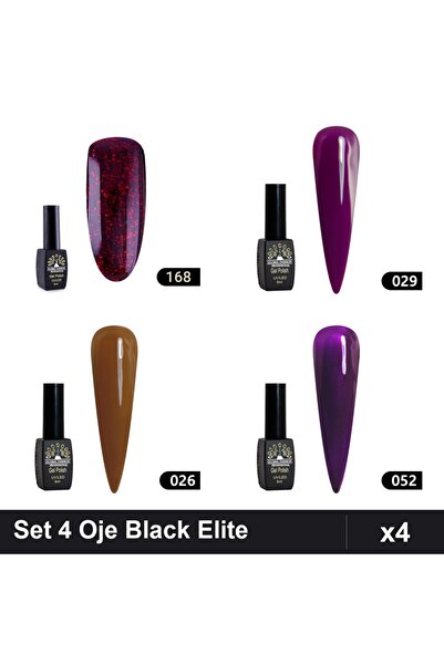 Makeup Set 4 Oje Semipermanente Black Elite Global Fashion 8ml, Nuante 168 02...
