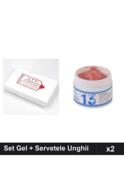 Makeup Set 2 Gel Constructie UV LED FSM 15g + Servetele Unghii 900 buc, Manic...