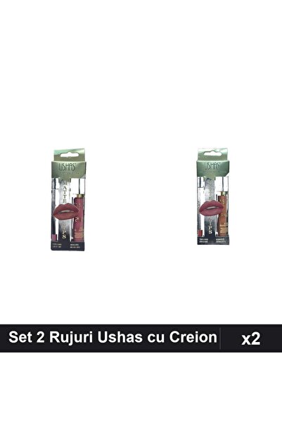 Makeup Set of 2 Ushas Lipsticks with Pencil, Shades 15 and 13, Professional L...