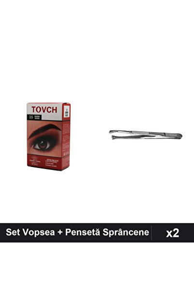 Makeup Set 2 Vopsea Sprâncene Nuanță 3.5 + Pensetă Profesională Neagră One Group