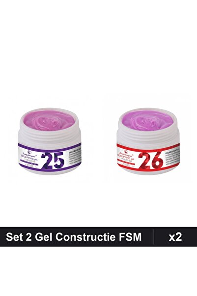 Makeup Set 2 Gel Constructie UV LED FSM 15g, Nuante 25 26, Manichiura Profesi...