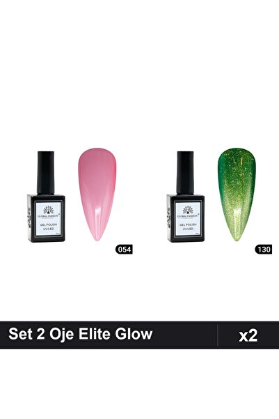 Makeup Set of 2 Global Fashion Elite Glow Semi-Permanent Nail Polish 15ml, Sh...