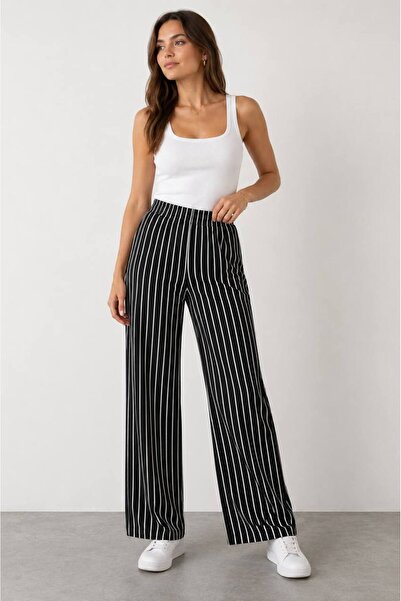 MVK MAVEKA COLLECTİON Striped Lycra Trousers