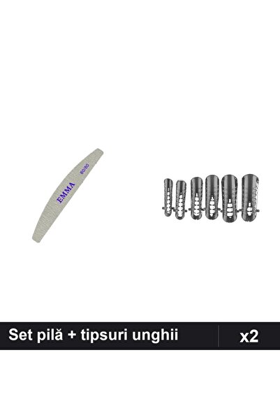 Makeup Set 2 Îngrijire Unghii EMMA - Pilă 100/120 + Tipsuri Reutilizabile 120buc